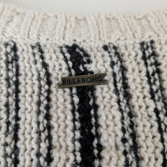 BILLABONG Beige/Black Striped Knitted Cropped Long Sleeve Sweater; Size M - Picture 5 of 5